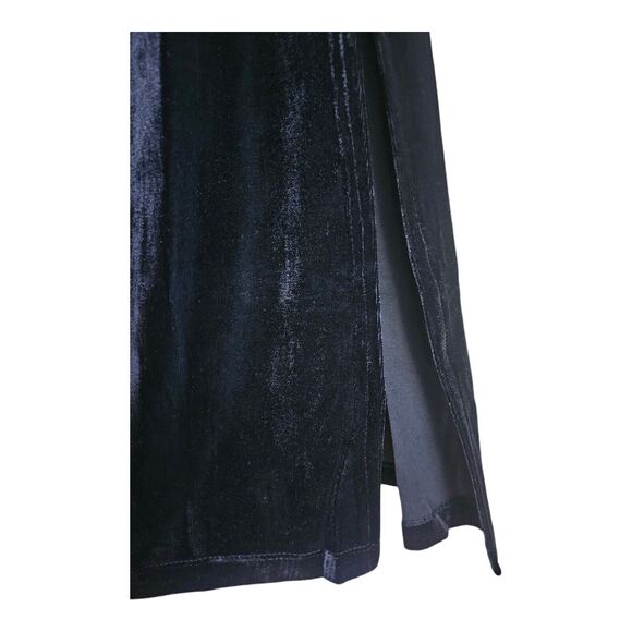 BAND OF THE FREE GYPSIES B.O.G S Midi Dress Black Velvet Side Slit Stretch NEW - Picture 6 of 8